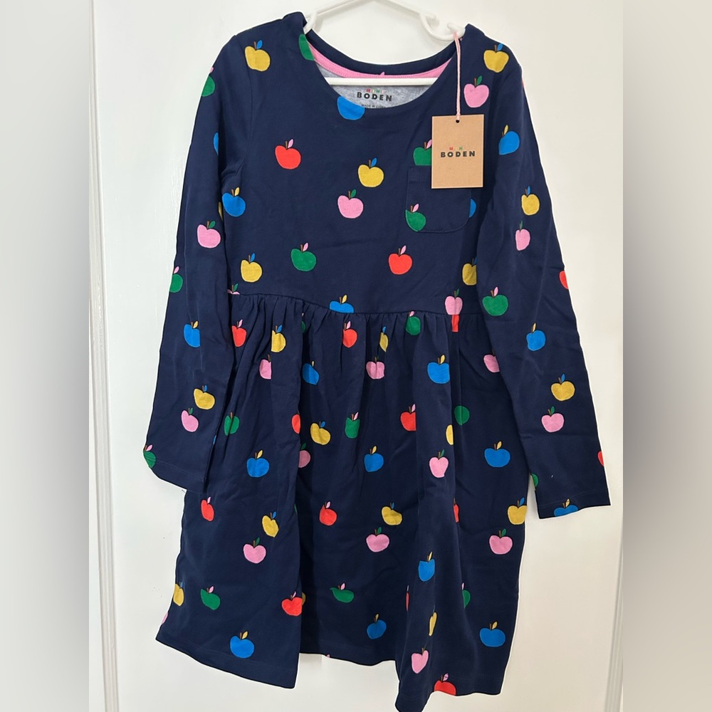 Boden Mini - NWT blue long sleeve Girls dress / shirt Size 7 - 8 yo. 100% cotton